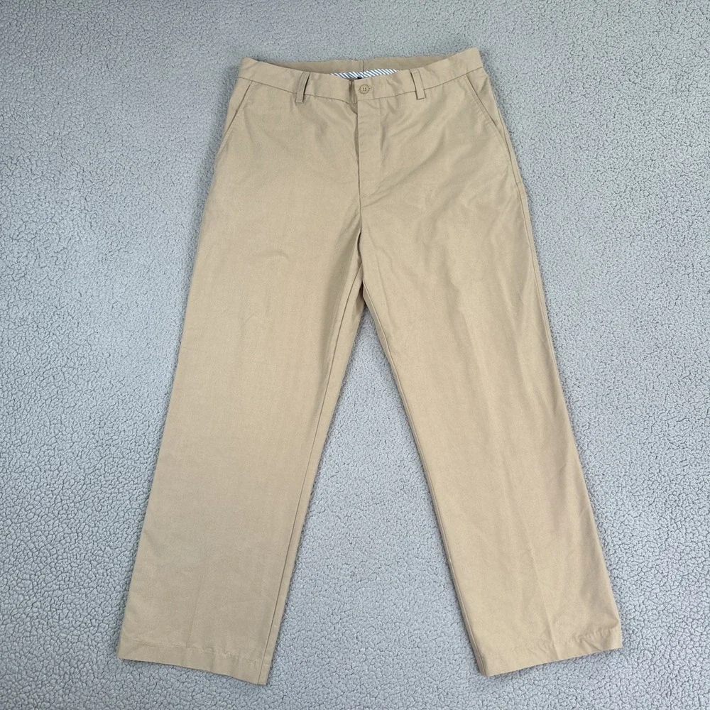 Dunning Golf Pants Men 36x29 Beige Straight Coolmax Stretch Pockets Logo